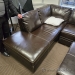 Espresso Leather Sectional Sofa Couch w/ Ottoman